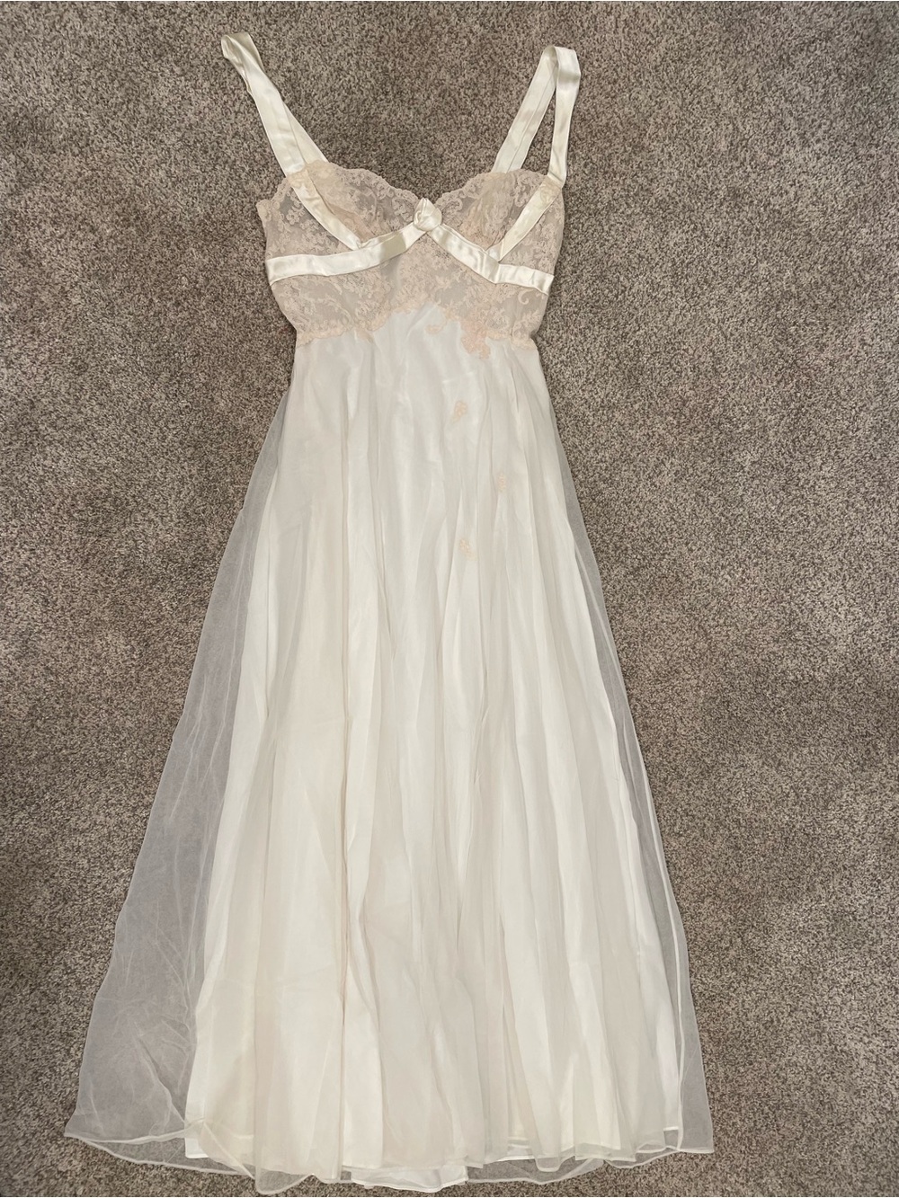 Saks Fifth Avenue Ivory Lace Bodice Maxi Dress